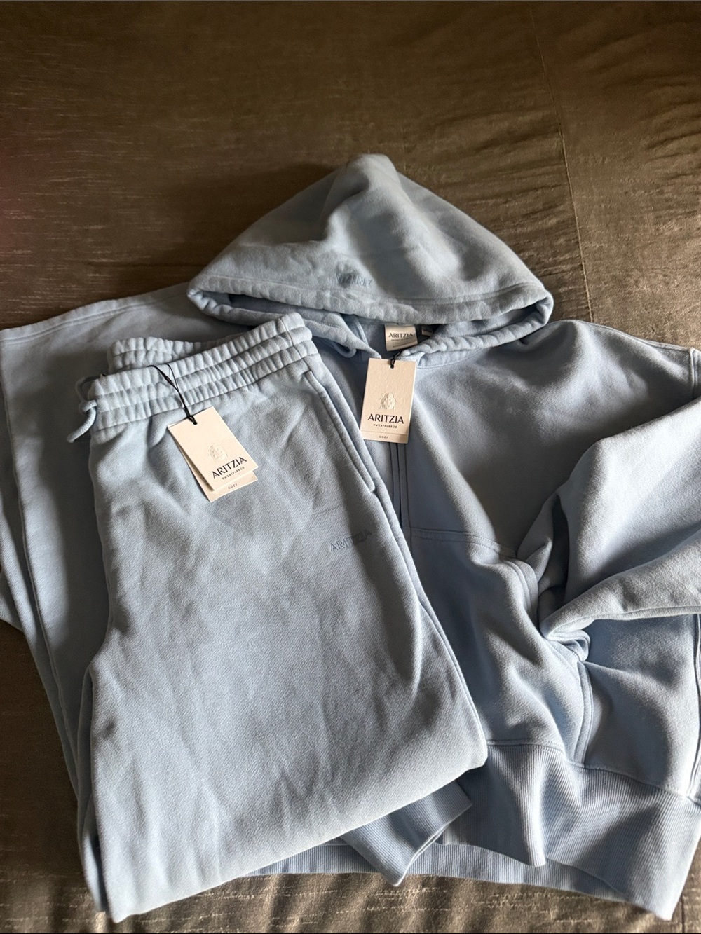 ARITIZIA NWT COZY FLEECE-RIPPLE BLUE BF BASIC WIDE PANTS & BF BOXY ZIP